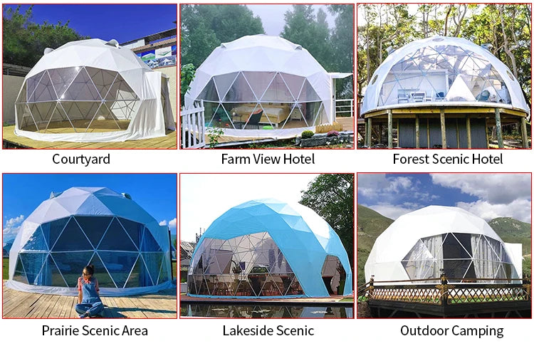 Trade Show Tent 6~9m Diameter Transparent Geodesic Luxury Dome Hotel Manor Tents Hotel Forest Glamping Round Dome Tent Outdoors