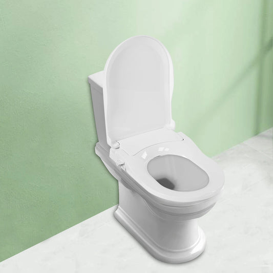White D-Type PP Non-Electric Bidet Toilet Seat for Elongated Toilets Dual Nozzle System 48x35x7.8cm Bidet Seat