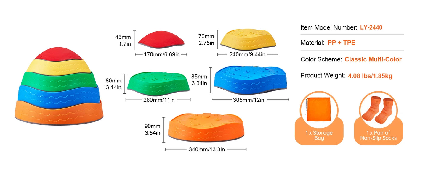 SucceBuy 5/6 PCS Balance Stepping Stones Kids Sports Toys Training Sensorial Social Games for Children Indoor or Outdoor Play
