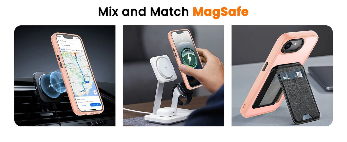 for iPhone 16E/iPhone 17E Case with Screen Protector, [Compatible with Magsafe] Ultra Slim Translucent Matte Shockproof Protecti