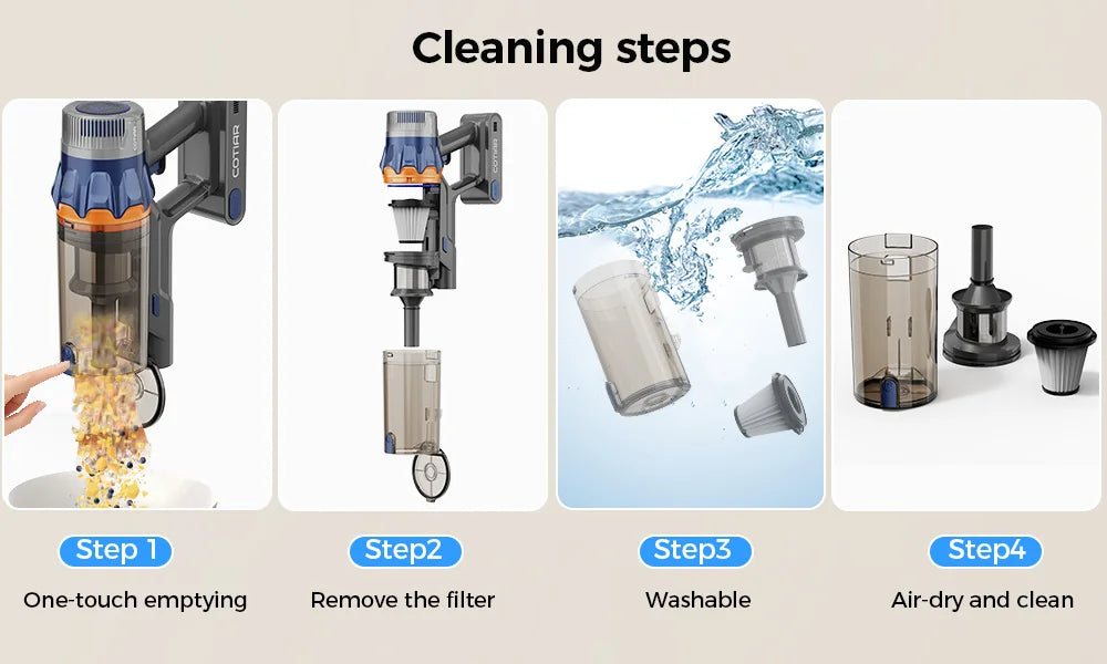Cotiar 650W 60kPa Vertical Vacuum Cleaner Handheld Home Appliance Cordless Vacuum Cleaner 70 Mins Runtime Multi-functional  S25