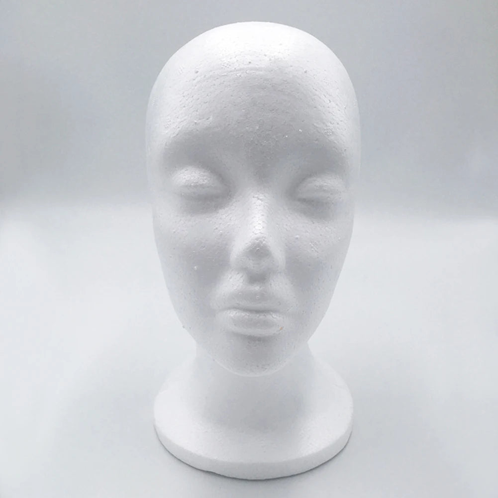 Foam Female Mannequin Head Model EPS Flocking Wigs Glasses Cap Display Holder Stand Model Photo Studio Shooting Prop