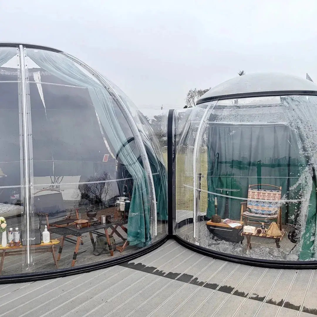 4meter + 2.7meter Transparent PC Bubble House Dome Tent Geodesic Igloo Round Clear House Catering Cabin Hotel Resort Luxury Camp