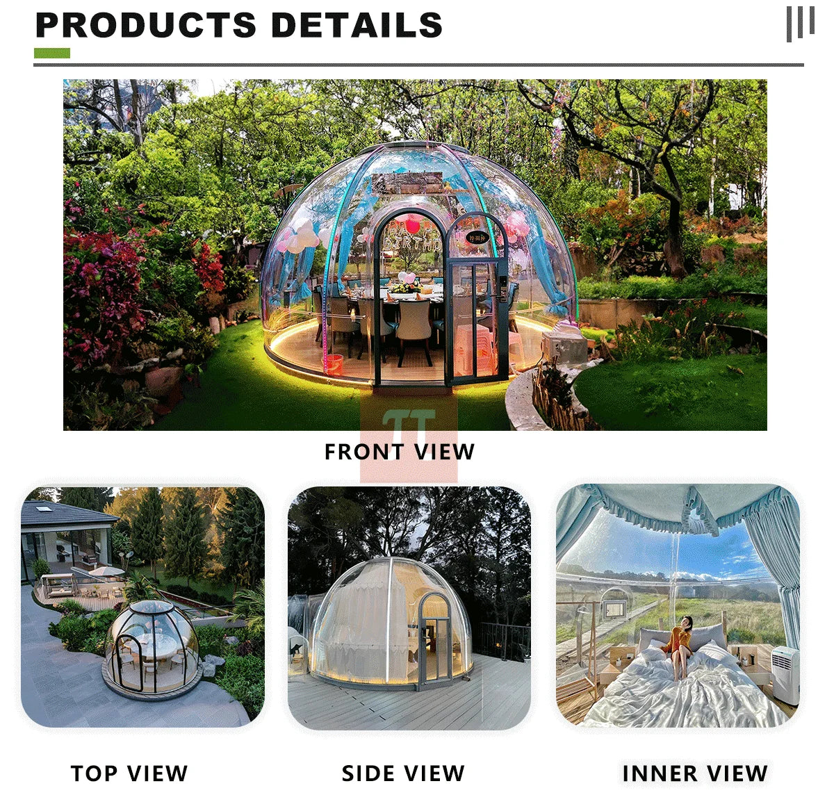 4m PC Dome Tent Outdoor Bubble Camping Transparent Starry Sky Tent Igloo Tent Waterproof Hotel Tent Versatile Applications