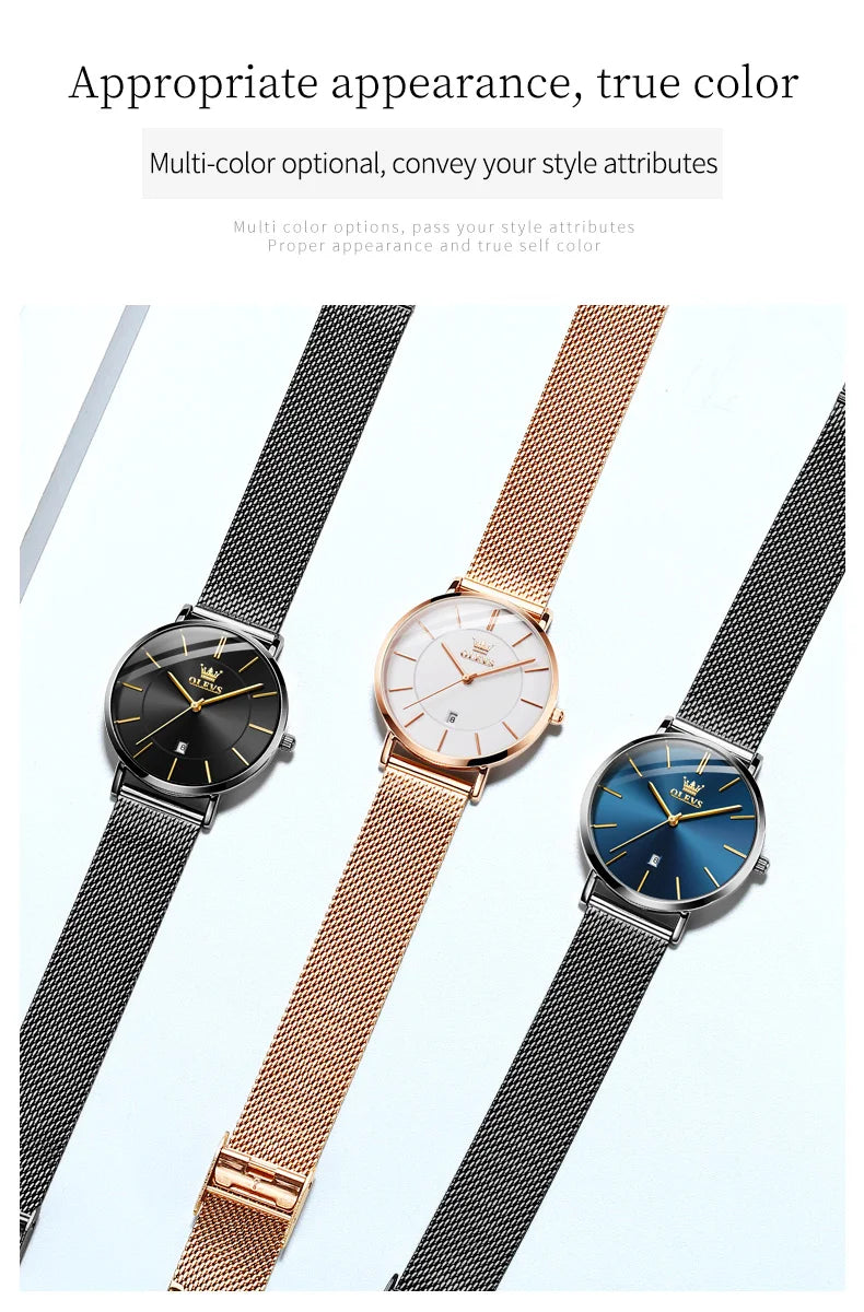 OLEVS 5869 Women Watch Original Brand Simple Mesh Belt Quartz Watch Automatic Date Waterproof Luminous Watches For Women Box