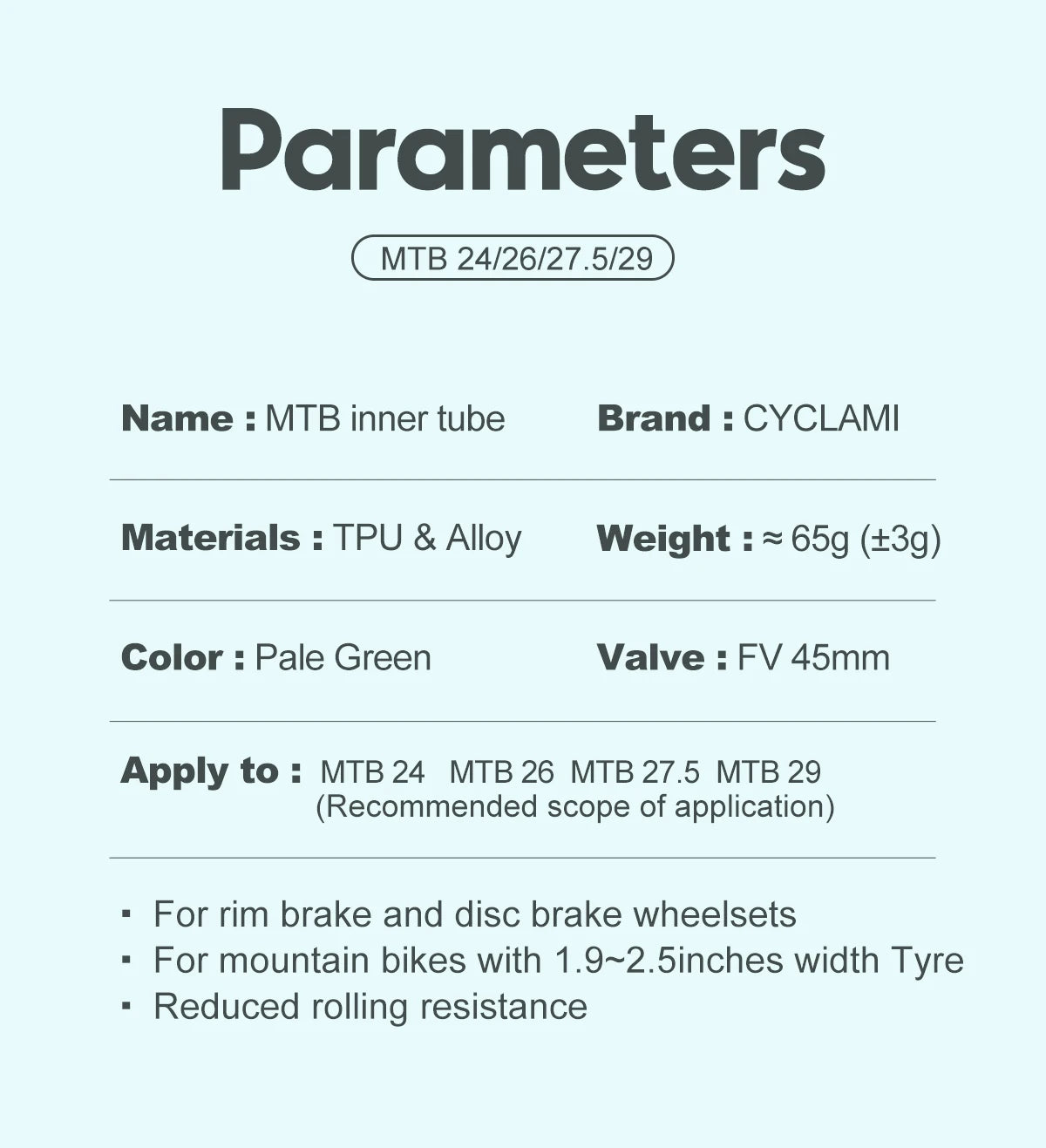2pcs CYCLAMI Ultralight Bike Inner Tube 26 27.5 29 Inches MTB Bicycle TPU Material Bicycle Tire 45mm French Valve FV Super Light