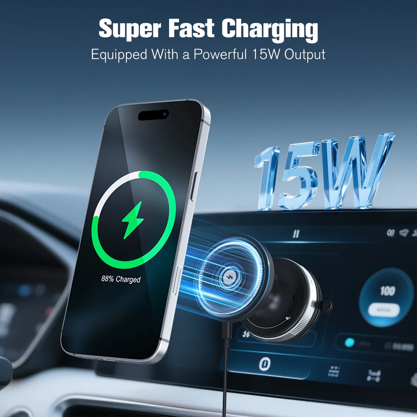 Magnetic Wireless Charger Car Phone Holder Air Vent Clip 15w Fast Charging Adapter Mount For Magsafe iPhone 17 16 15 14 13 12