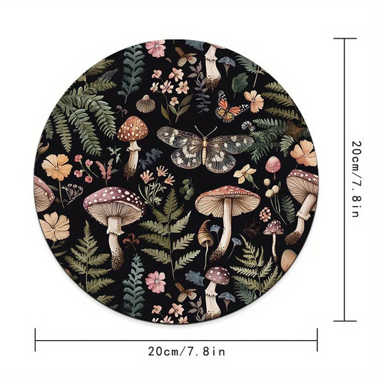 Round Forest Plant Mouse Pad Rubber Non-Slip Office Keyboard Mat Desk Pad Gamer Setup Decoration Playmat Desktops Desk Organizer
