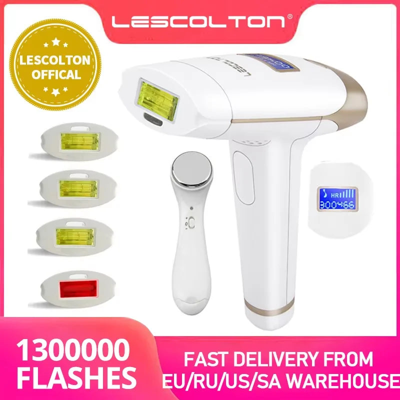 Lescolton IPL hair removal epilator with display, attachments, and fast delivery option.
