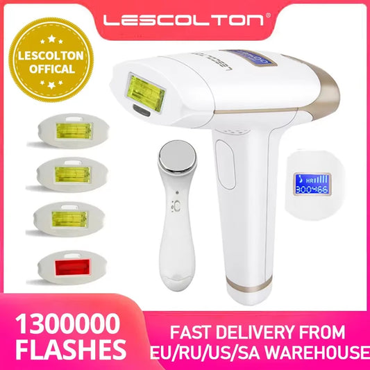 Lescolton IPL hair removal epilator with display, attachments, and fast delivery option.