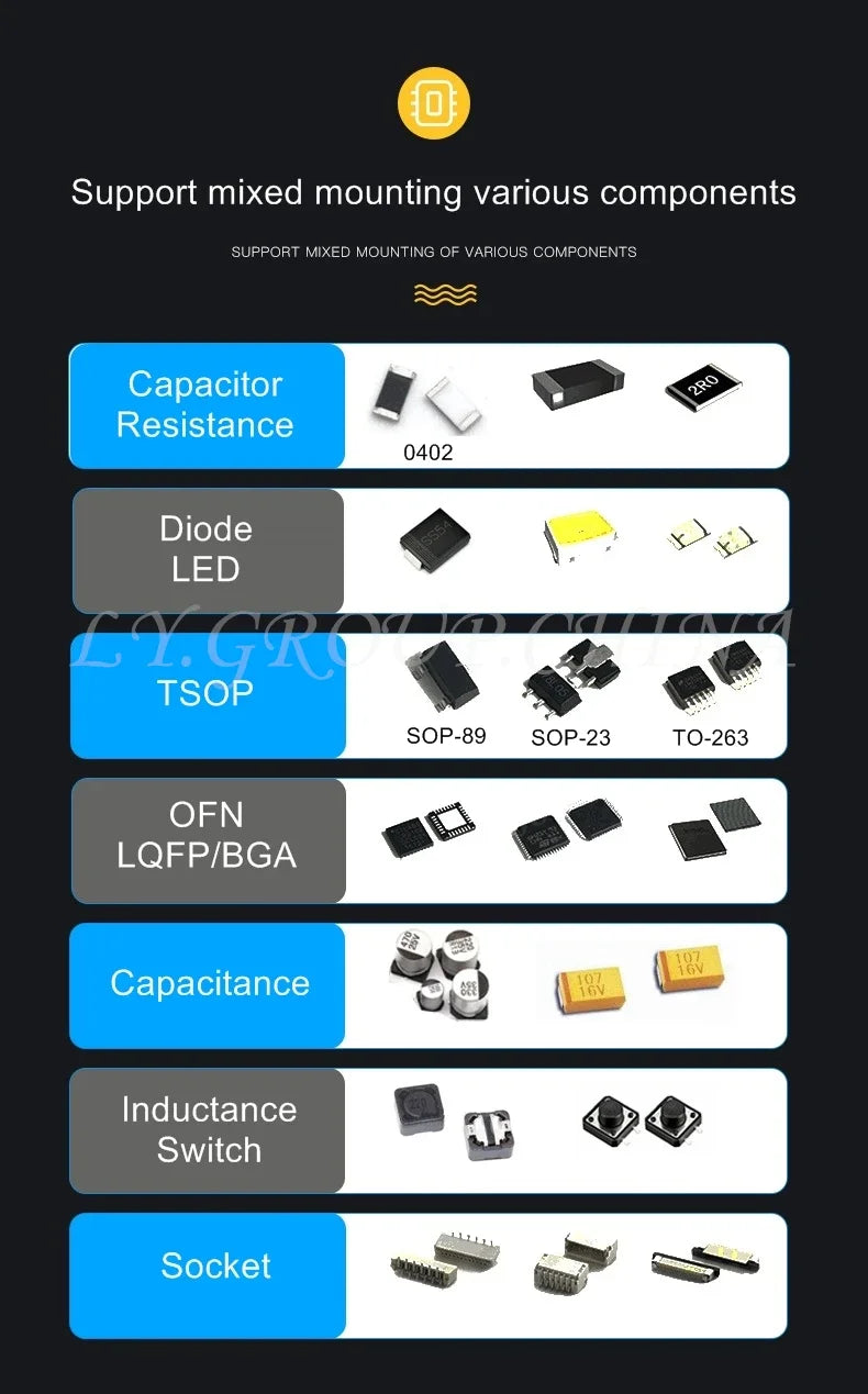D600Plus 6 Heads 68 Bits Desktop Full Automatic SMT Pick Place Machine Chip Mounter Solder Station