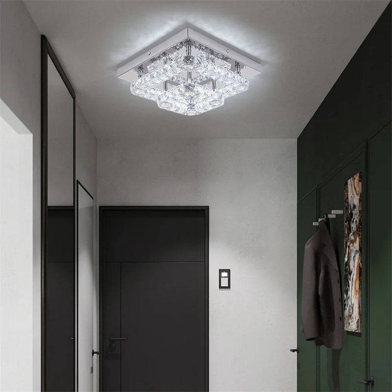 Modern Led Chandelier K9 Crystal Ceiling Lamp Fixture Bedroom Living Dining Room Pendant Light Lustres Home Decor Plafonnier Lum