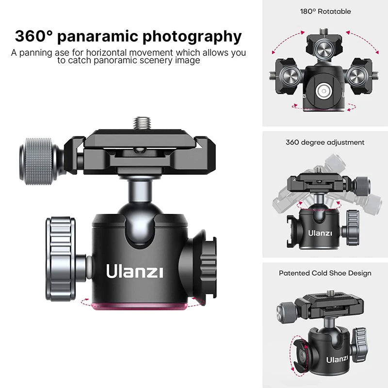 Ulanzi MT-24 Vlog Lite Metal Tripod With Ballhead Extendable 1/4'' Tripod Monopod Cold Shoe Arca Quick Swiss 2.5KG Max Load