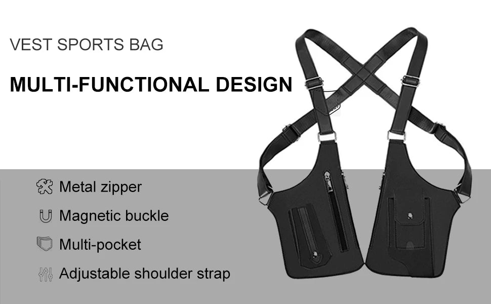 Double Shoulder Armpit Bag, Underarm Shoulder Bag, For Men Holster Bag Pu Leather Underarm Strap Wallet, Waterproof