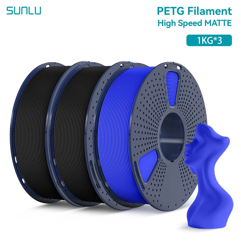 SUNLU 3KG High Speed Matte PETG Filament 1.75mm 1kg Spool (2.2lbs) High Speed Printing Filament Fit Most FDM Printer