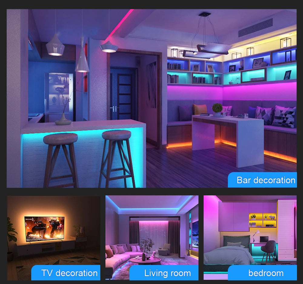 LED Strip Light ,RGB 5050/SMD3535, Flexible Ribbon, DIY Led Light Strip RGB  Tape Diode DC 12V bluetooth Christmas lights