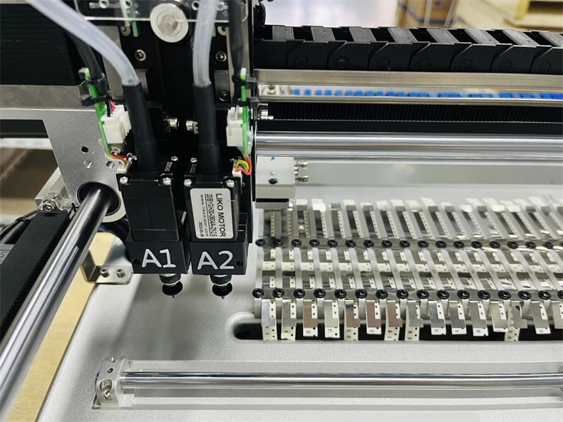 Q1 Dual Heads 25 Bits Desktop Full Automatic SMT Pick Place Machine Chip Mounter Solder Station with 4 Head