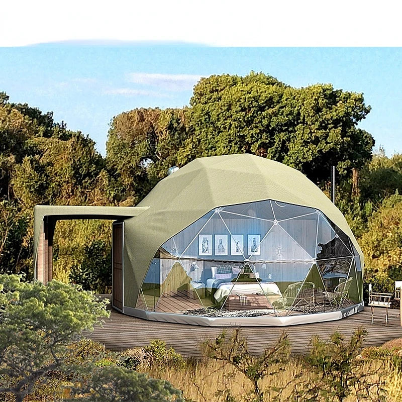 Source Factory Transparent Geodesic Luxury Dome Hotel Tents Resort  Glamping Dome Half Domos Pvc Geodesic Dome for Camping Tents
