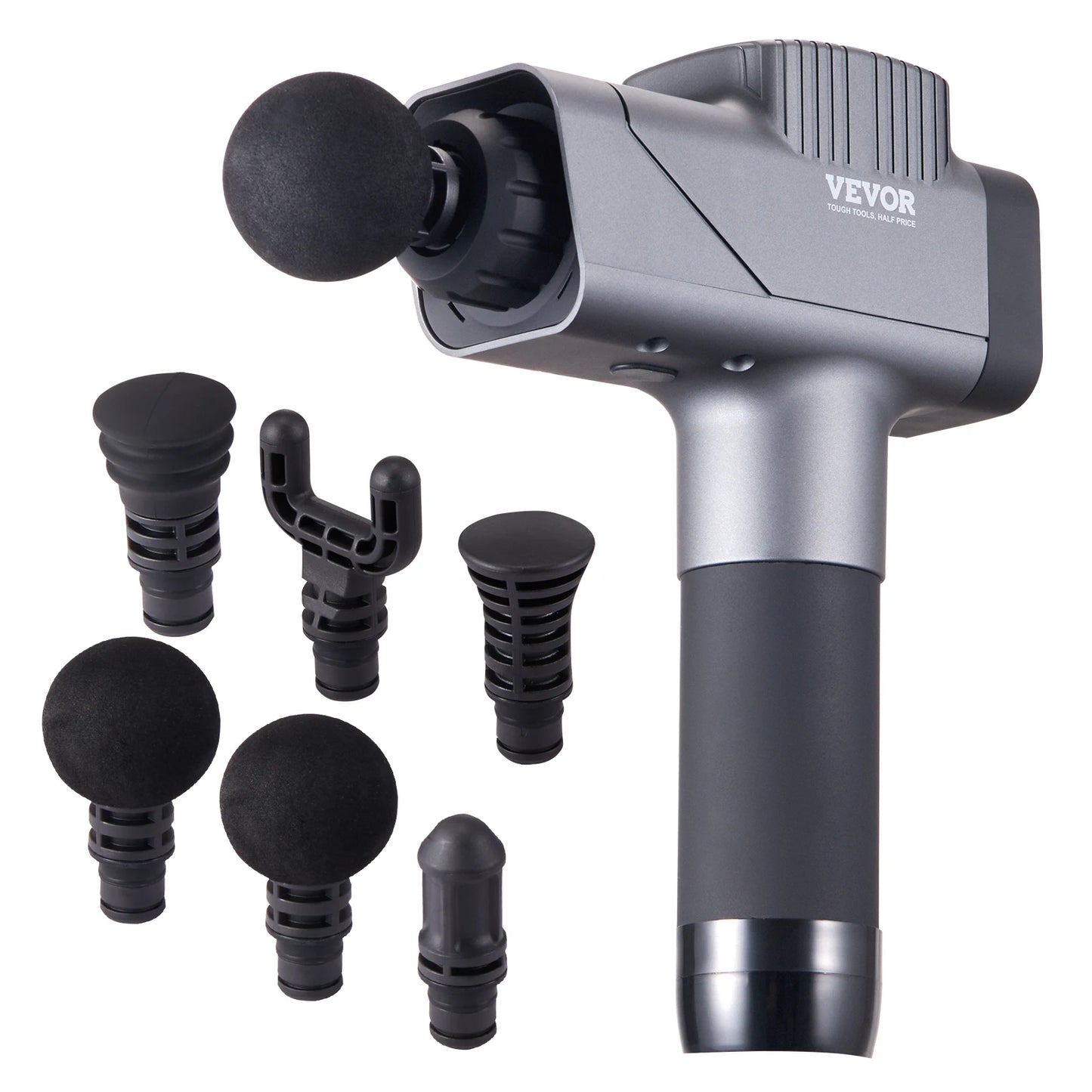 SucceBuy Massage Gun Deep Tissue Percussion Muscle Massager for Athletes w/ 8 Speed Levels 6 Massage Heads 16V 2500mAh Batteries