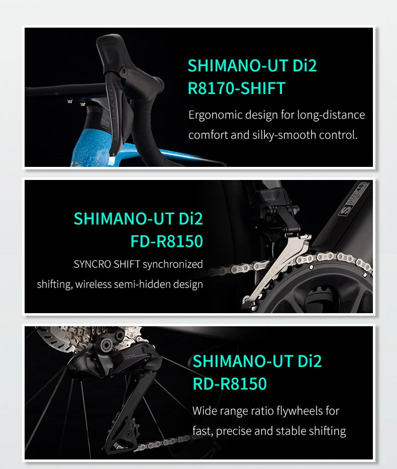 SAVA New Blade SLR8 C60 Carbon Fiber Road Bike, 700C Adult DI2 Bike with SHIMANO ULTEGRA Di2 R8170 Components High-End Race Bike