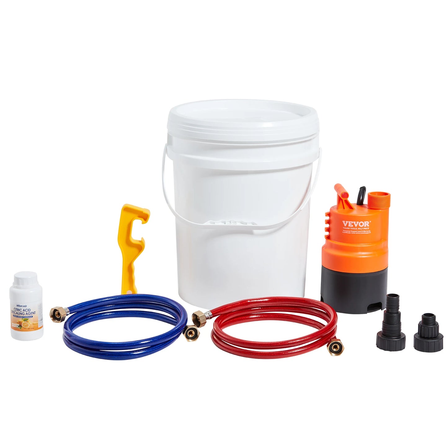 SucceBuy Tankless Water Heater Flushing Kit Includes Efficient Pump & 5 Gallon Pail & 2 Hoses & Descaling Powder Quick Instal