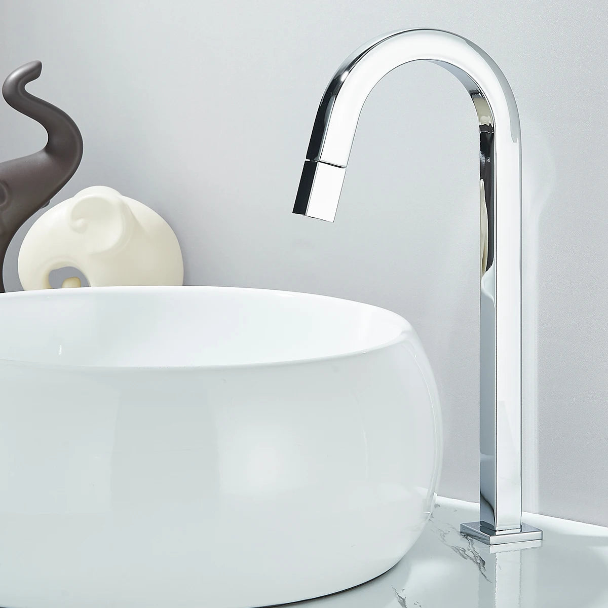 FMHJFISD Basin Sink Faucet Black/Chrome Deck Mount Single Cold Water Mixer Tap Single Hole Rotary Switch Bathroom Crane