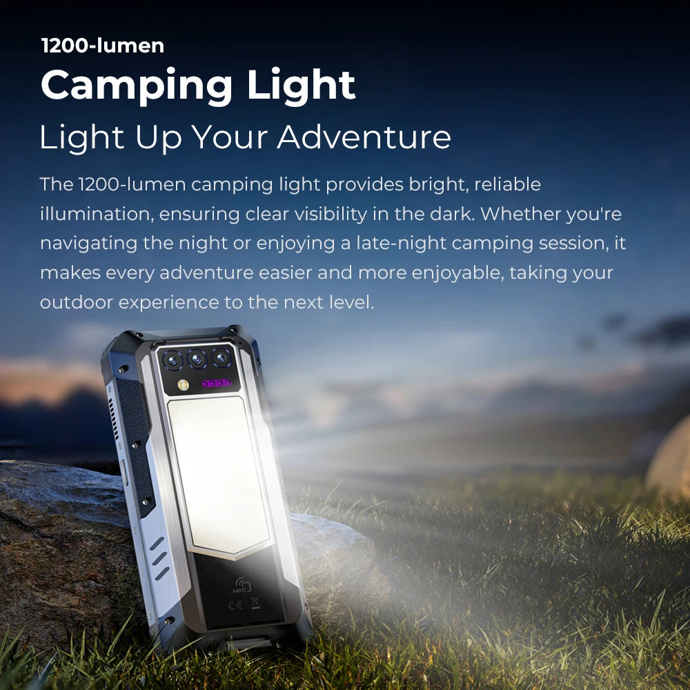 Oukitel WP100 Titan Rugged Phone 33000mAh 66W Charger 200MP Camera Built-in Projector Camping Light CellPhone, 36GB(12+24)+512GB