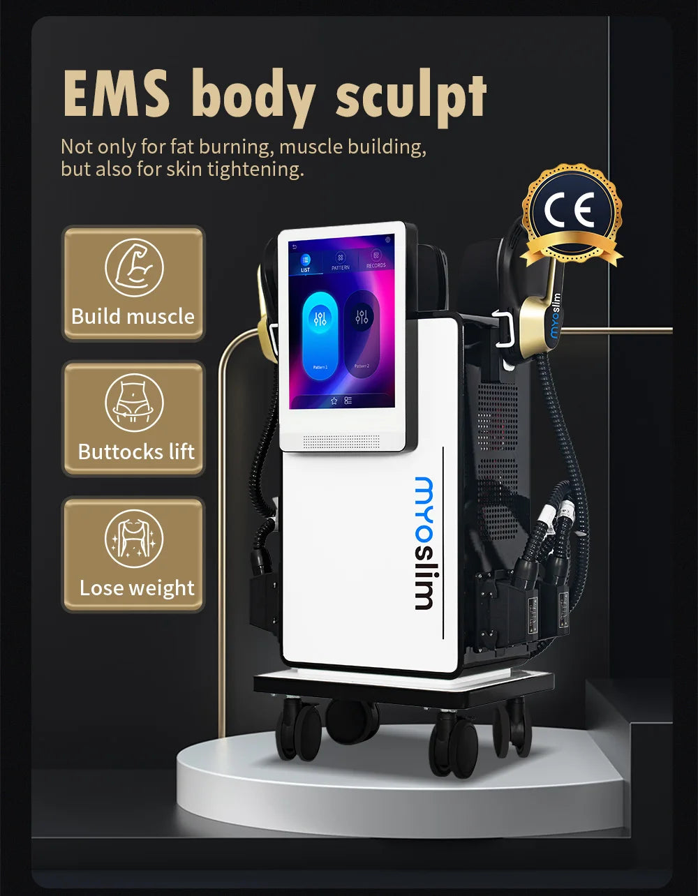 Upgrade EMS Professional Fat Reduction Body Contouring Equipment Wireless Handle Muscle Stimulate Shaping