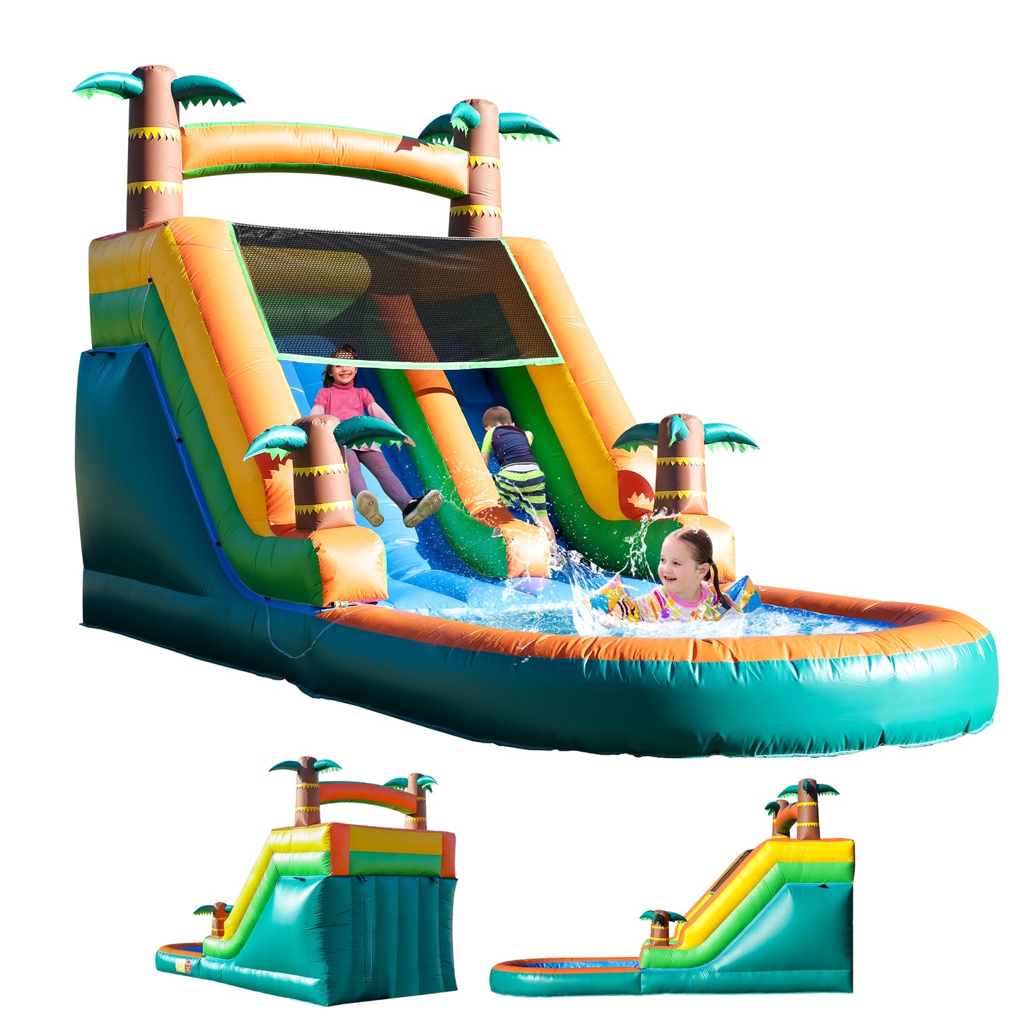 21FT Commercial Inflatable Bounce House Tropical Water Slide Pool 750w Blower Children's playground, children's toys