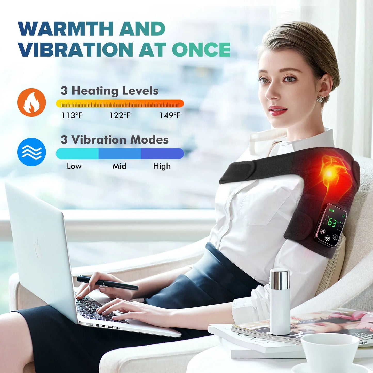 Rechargeable Electric Knee Massager 3-in1 Heated Vibration Pad for Joint Pain Relief Elbow Shoulder Arthritis Support Belt