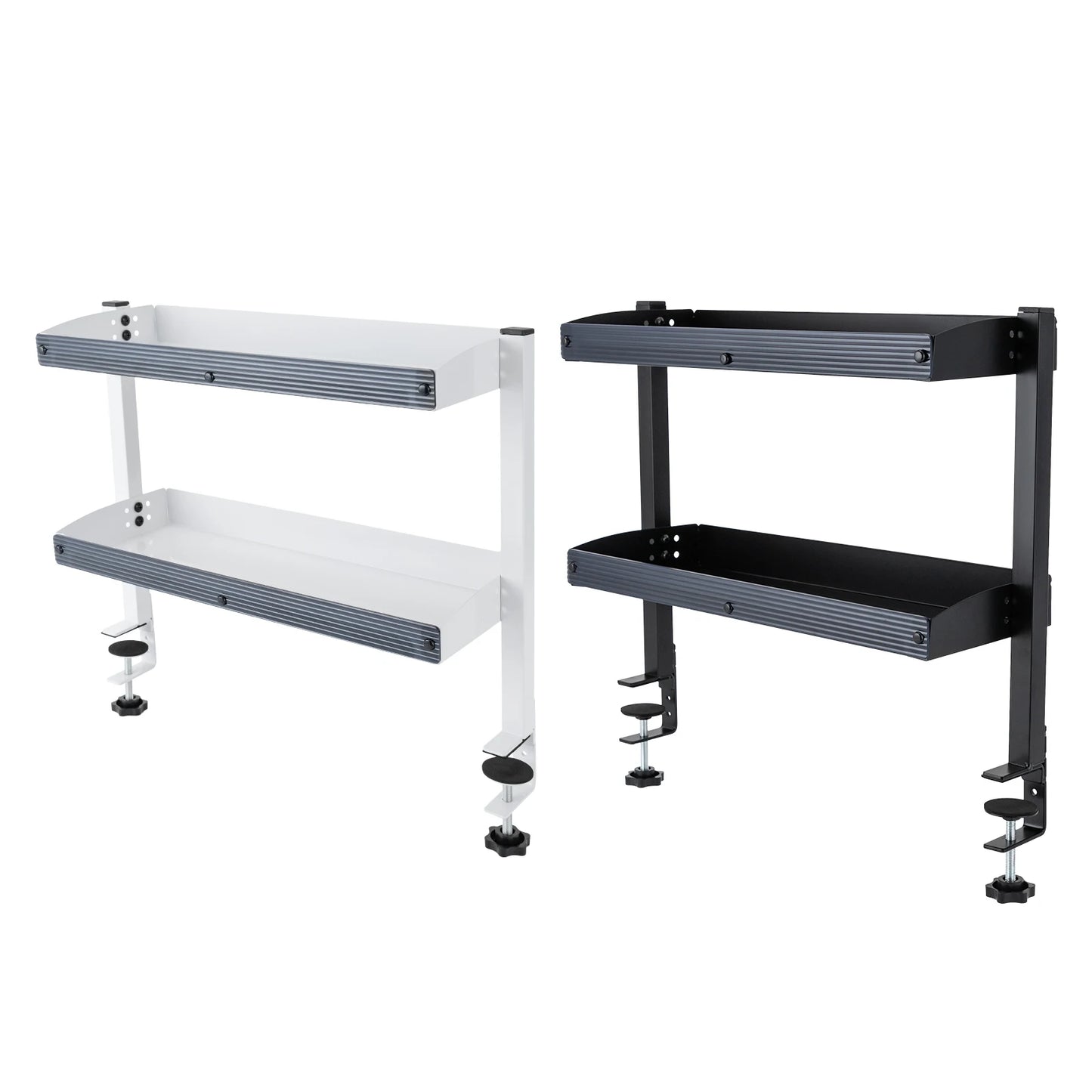 Adjustable 2-Tier Desk Shelf Clamp-On Storage Tray for Displaying Photos Decorations Clip-On Desk Organizer Shelf