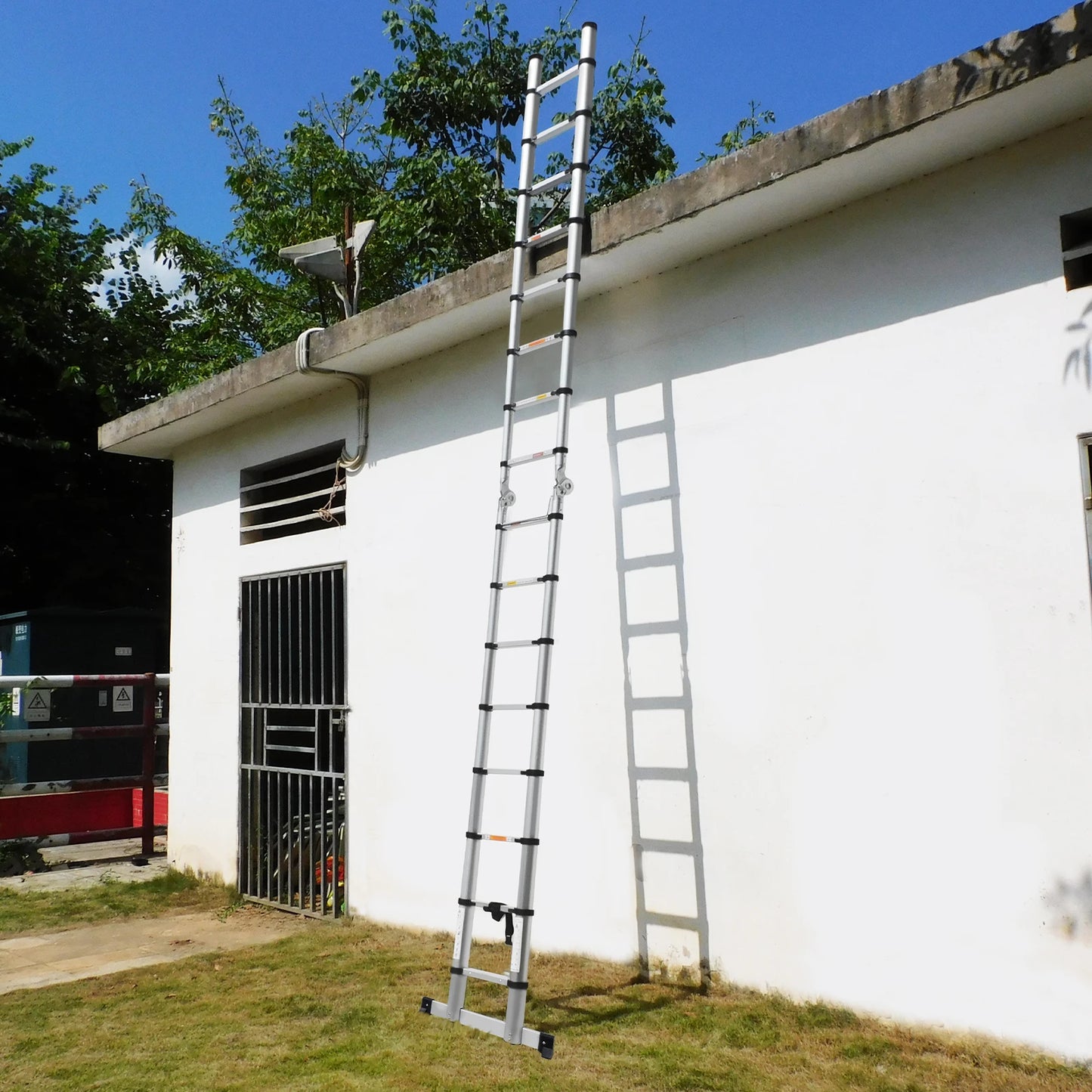 3.8M/5M Portable Folding Ladder ,Household  Telescopic A-Frame & Vertical Ladder , Aluminum & Stainless Steel, No Slip,150kg