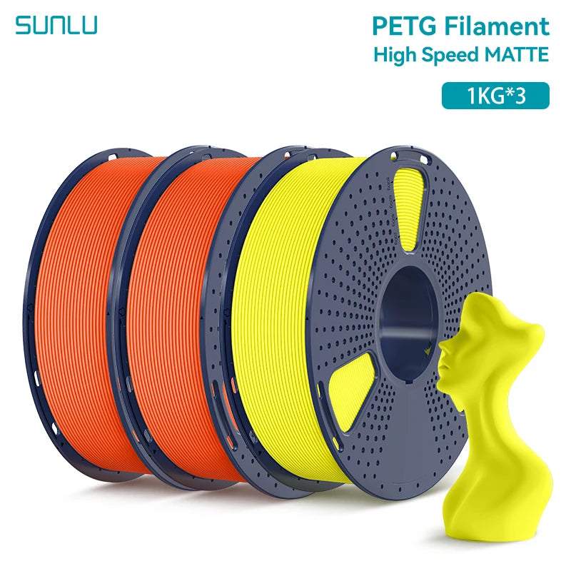 SUNLU 3KG High Speed Matte PETG Filament 1.75mm 1kg Spool (2.2lbs) High Speed Printing Filament Fit Most FDM Printer