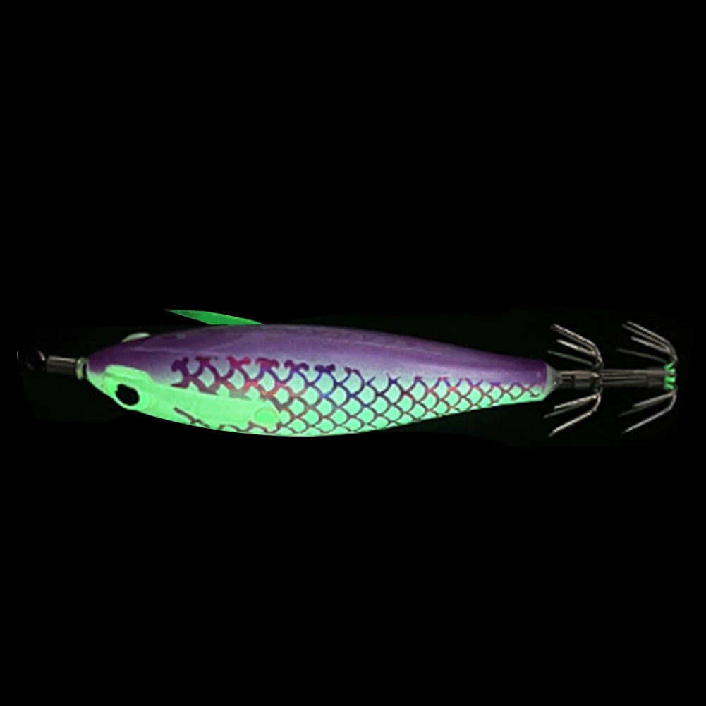 Luminous Squid Hook Squid Fishing Lure with 3D Eyes Cuttlefish Attracting Lure Glow In The Dark Squid Bait for Night Fishing