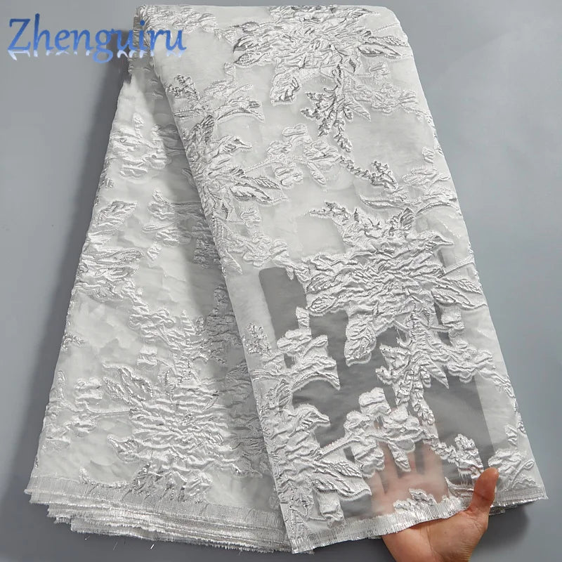French Organza Brocade Lace Fabric 2025 High Quality Gilding Luxury Nigerian Lace Fabric Elegant Party Dress for Women A2579