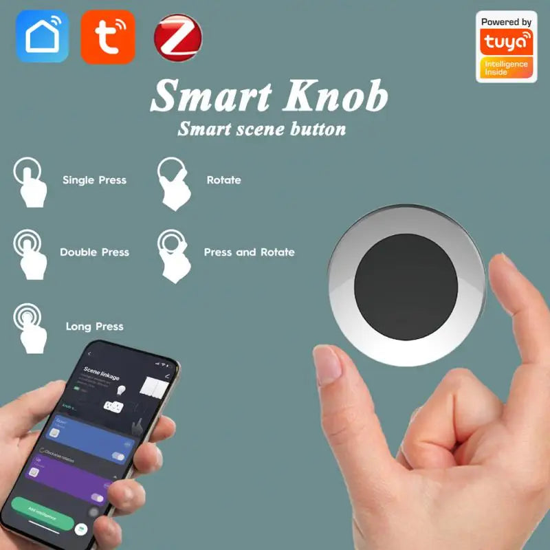 Tuya ZigBee Smart Knob Wireless Scene Switch Button Controller Battery Powered Automation Scenario for Tuya Devices