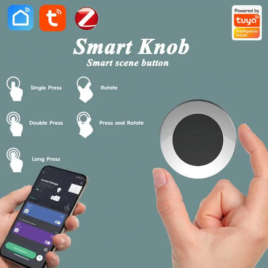 Tuya ZigBee Smart Knob Wireless Scene Switch Button Controller Battery Powered Automation Scenario for Tuya Devices