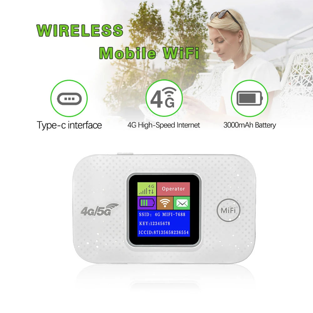 4G LTE Portable WiFi Hotspot 150Mbps Wireless Internet Router with Sim Card Slot Mini Outdoor Hotspot for Home Office Car Travel