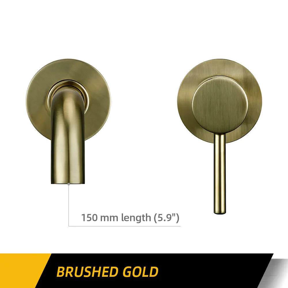 Bagnolux Ronda Stainless Steel Solid Brass Trim Taps 2 Hole Wall-Faucet Set Hot Anc Cold Water Bathroom Sink Mixer Small Tap