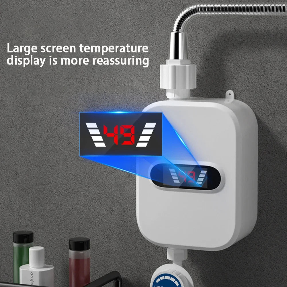 3500W 220V Tankless Water Heater Overheating Protection Portable Water Heater with LCD Temperature Display Use for RV Cabin Barn