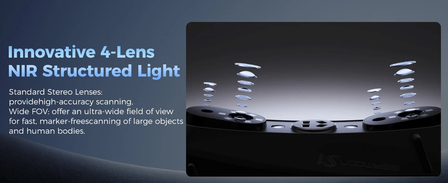 Creality Sermoon S1 High-Precision 0.02mm 3D Scanner 34+7+1 Blue Laser Line/NIR Accuracy 90FPS Deep Hole scanning