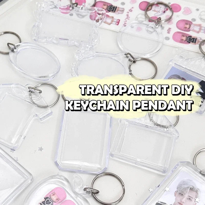 5pcs Blank Photo Frame Keychain Clear Acrylic Keyring Insert Photo Split Key Pendant DIY Key Holder Couple Anniversary Gifts