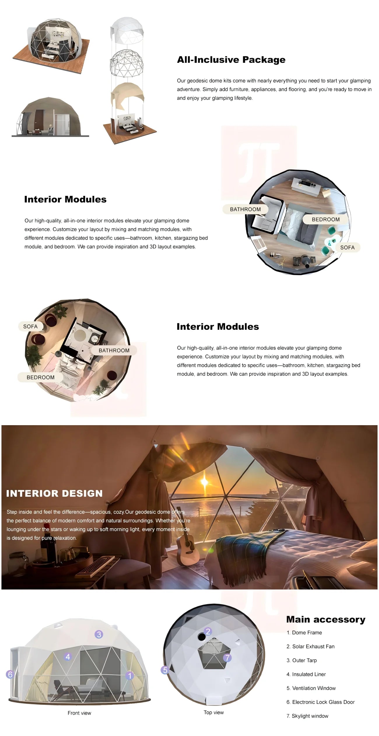 Factory  Stock Luxury Geodesic Dome Tent 6M Durability Geodesic Dome PVC Tent Hotel Factory Tent For Glamping Resort Commercial