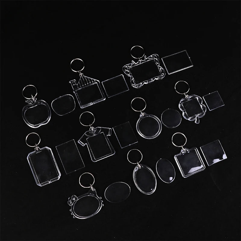 5pcs Blank Photo Frame Keychain Clear Acrylic Keyring Insert Photo Split Key Pendant DIY Key Holder Couple Anniversary Gifts