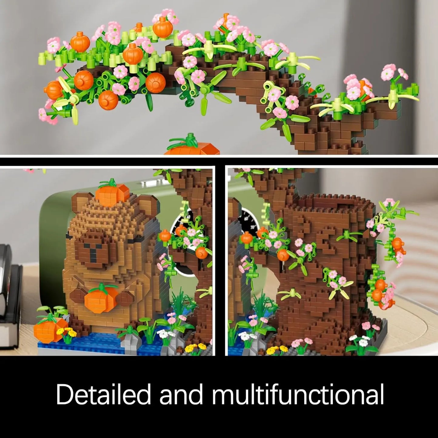 Capybara Building Block Pen Holder Panda Desk Organizer for Office Supplies Cosmetics Birthday Gift Desktop Decoration