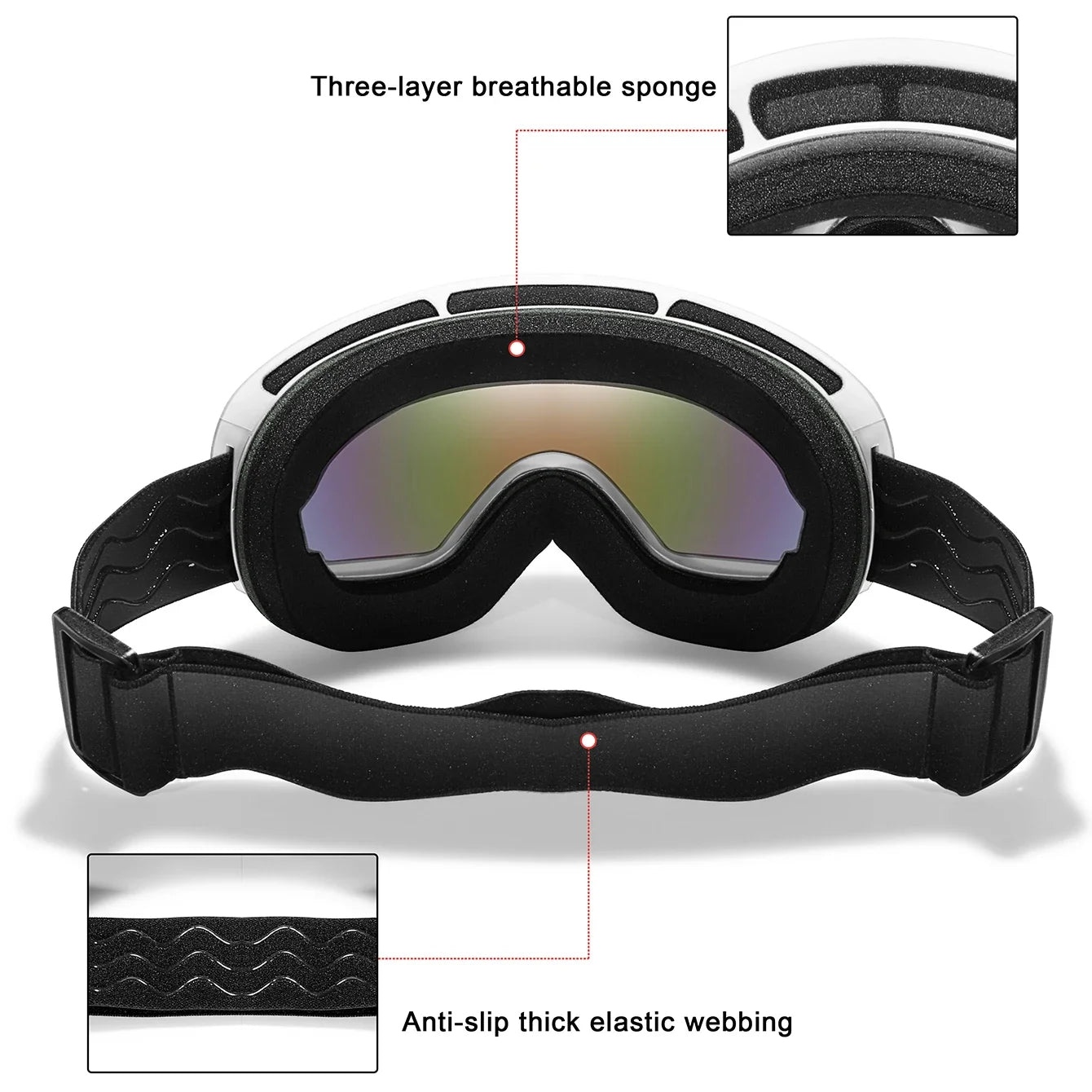 Winter Outdoor SKI Goggles Men And Women Teen, Free Optical Frame and Bag, UV400 Anti-Fog Snowboard Eyewear, Charistmas Gifts
