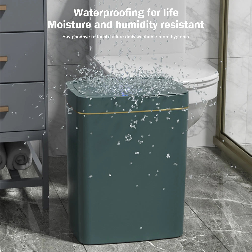 15/18L Smart Sensor Trash Can Waterproof Auto Motion Sensor Rubbish Can Rechargeable Garbage Bucket for Kitchen Bathroom Bedroom