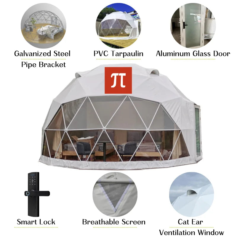 Factory Global Shipping Geodesic Dome Tent Spherical Tent Hotel Resort Outdoor Luxury Glamping Dome Transparent Starry Sky Tent