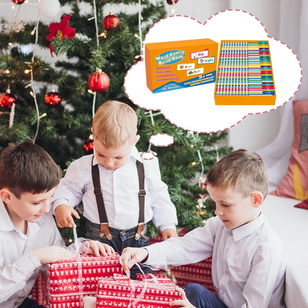 30 Read and Rhyme Flip Books Vocabulary Flash Cards Word Reading Flip Book Letter ABC Vocabulary Cards Educational Reading Game