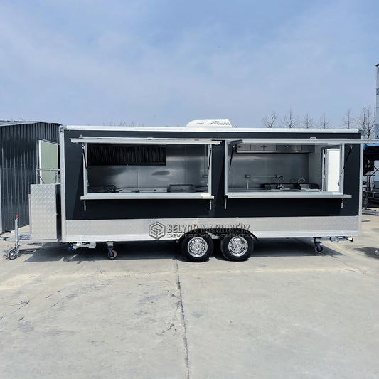 Belyoo Fast Food Truck Mobile BBQ Trailer Ice Cream Cart Concession Trailer Juice Vending Car Food Kiosk Trailers Fully Equipped